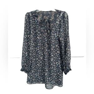 Zara floral tunic dress medium sheer black multi long sleeve Whimsygoth fairy